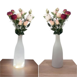 LED Glow Flower Vase – USB & Battery Powered Light-Up Plastic Vase, USB Cable Included, 6 Elegant Designs – Modern Conical Shape, Table Decor